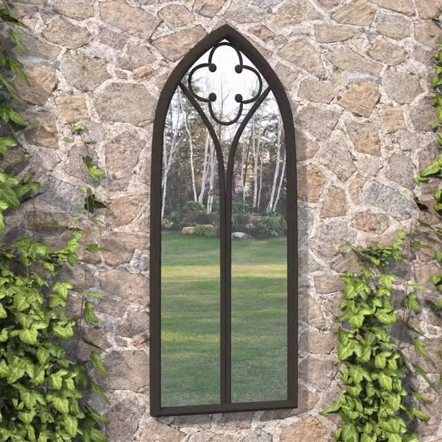 Berkfield Antique Black Metal Rectangular Wall Mirror for Outdoor Use W: 100 cm, H: 45 cm