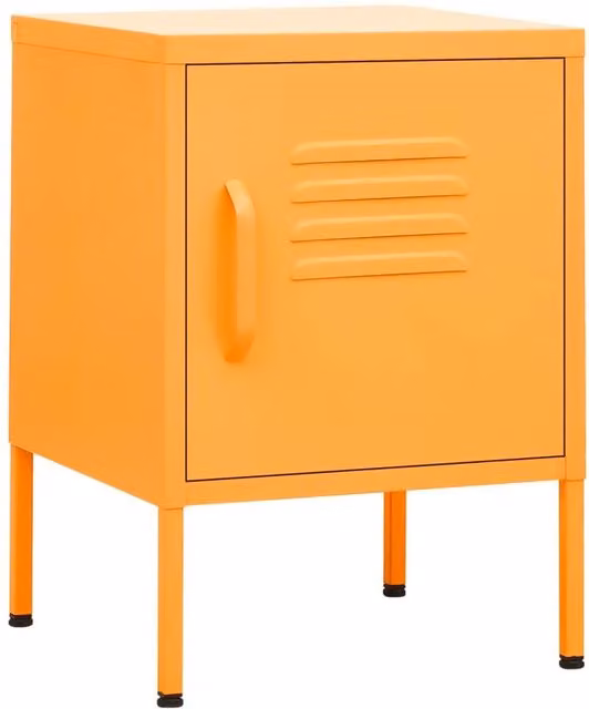 Berkfield Home Set of 2 Modern Metal Nightstands in Mustard Yellow, W/D/H: 35 x 35 x 51 cm