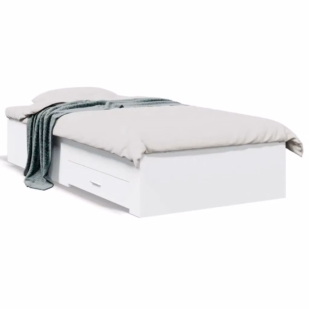 Berkfield Home Single Bed Frame with Drawers in White, W/D/H: 90 x 190 cm – 2