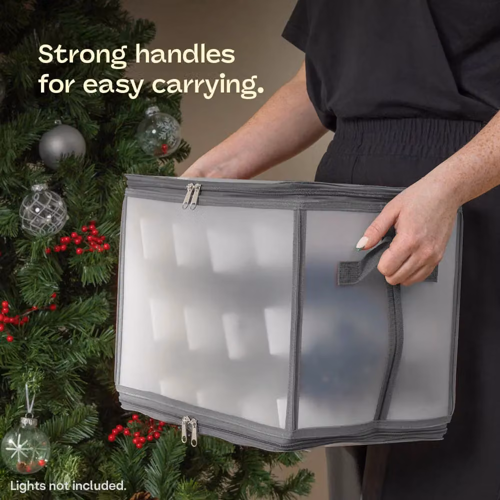 Christmas Village Christmas Light Storage Bag, Grey, W/D/H: 32.0 x 25.0 x 25.0 cm – 4