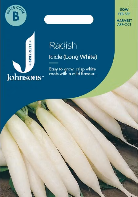 Johnsons Seeds Radish Icicle Long White Vegetable Seeds