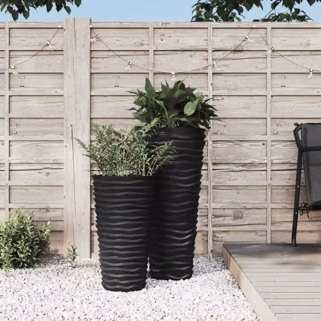 Berkfield Home Planter with Removable Inner Liner in Black and Anthracite, Grooved Look Plastic Tub, 8/22 L