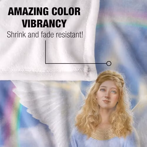 JQ Licensing Jlo Angel Rainbow Silky Touch Super Soft Fleece Throw Blanket, Multicolour and White, W/D/H: 152 x 127 cm – 2
