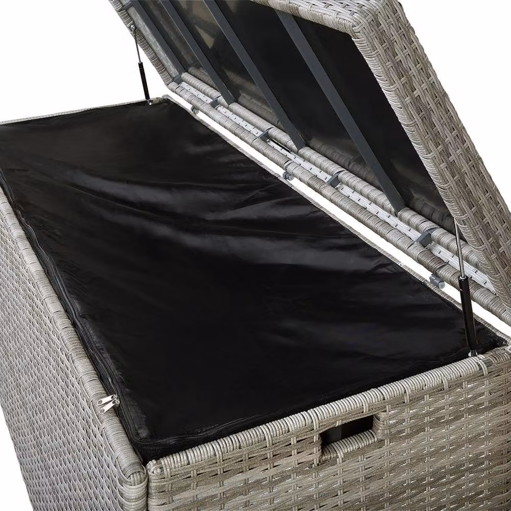 Wyld and Coco Grey Faux Rattan Outdoor Storage Box W: 158 cm, D: 63 cm, H: 66 cm – 4