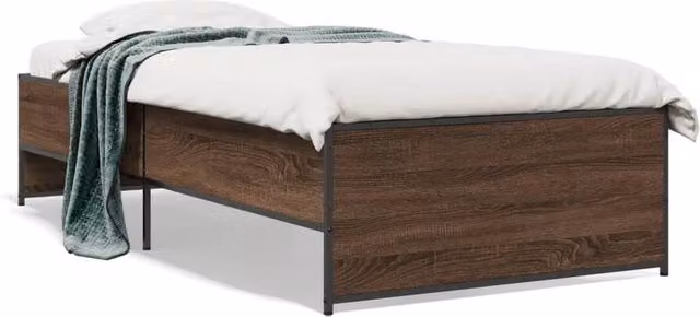 Berkfield Home Single Bed Frame in Brown Oak, W/D/H: 90 x 190 x 39.5 cm – 1