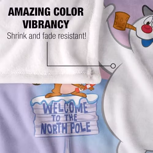 Warner Bros. Frosty The Snowman North Pole Sign Super Soft Fleece Throw Blanket, Multicolour, W: 91 cm, D: 147 cm – 2