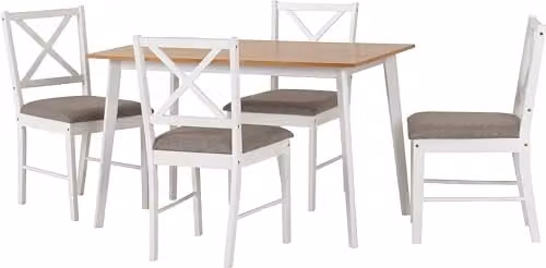Seconique Balfour Dining Set with Table and 4 Chairs in White and Grey – 2