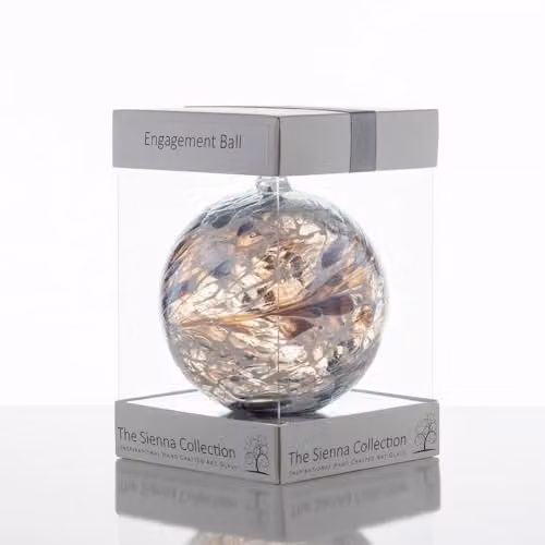 Sienna Glass Silver Abstract Hanging Bauble Ornament for Weddings
