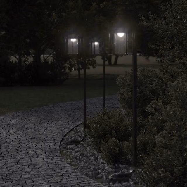 Berkfield Home Black Stainless Steel Outdoor Floor Lamp Lantern, Height: 100 cm – 1