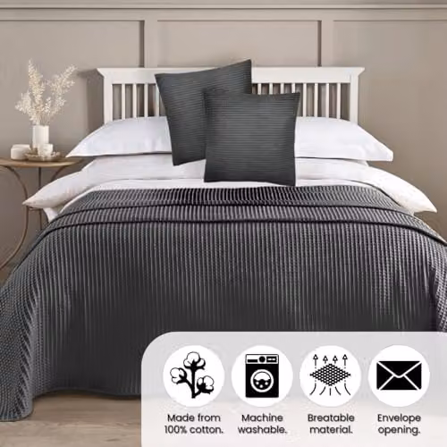 Allure Bath Fashions Waffle Cushion Covers 2 Pack, Grey, 50 x 50 cm, 100% Cotton – 2