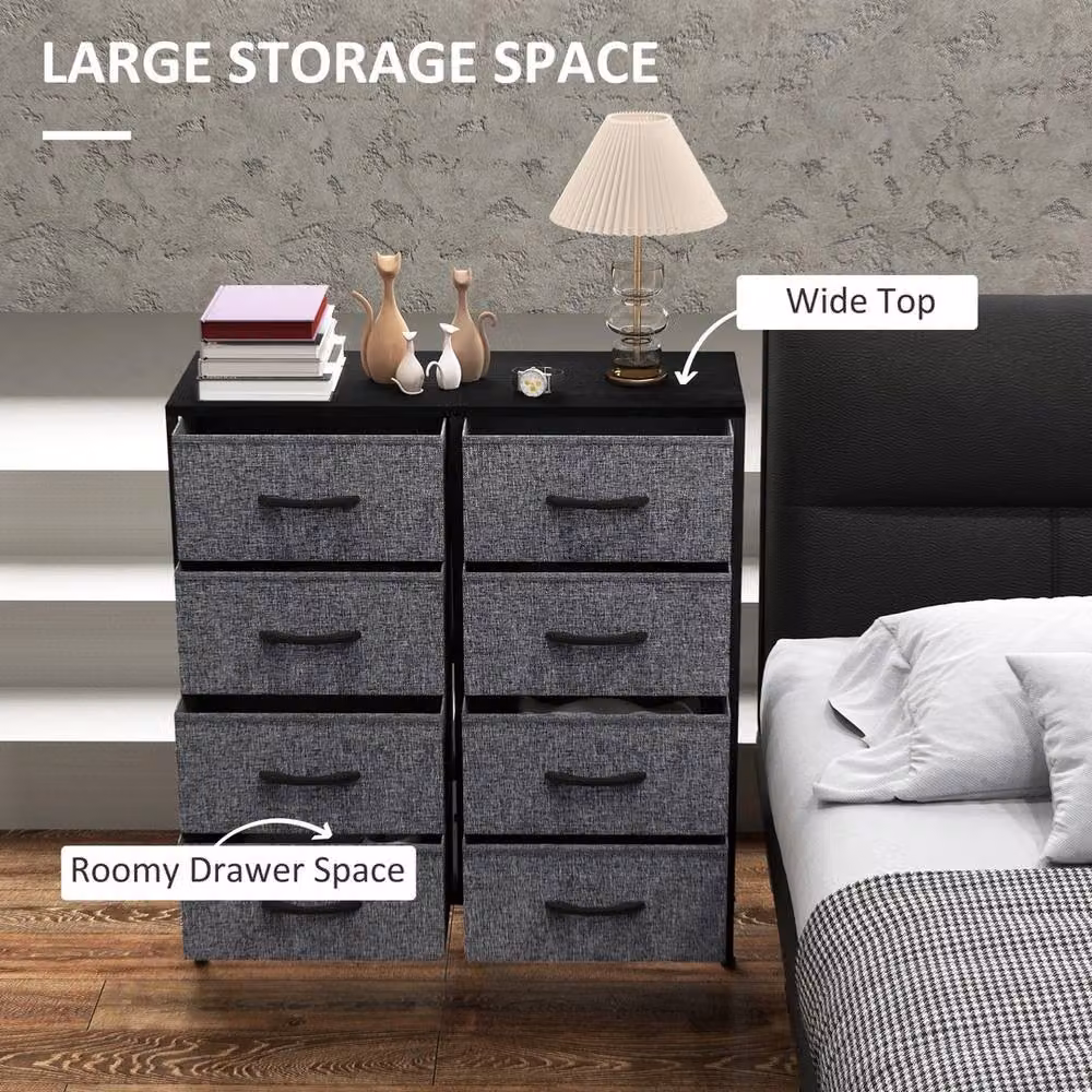 NESTLUNE 8 Drawer Fabric Chest of Drawers with Wooden Top in Grey – 4