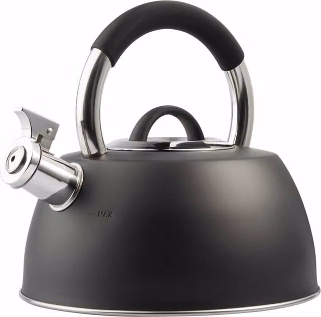 VonHaus 2.5L Stainless Steel Whistling Stove Top Kettle in Black – 1