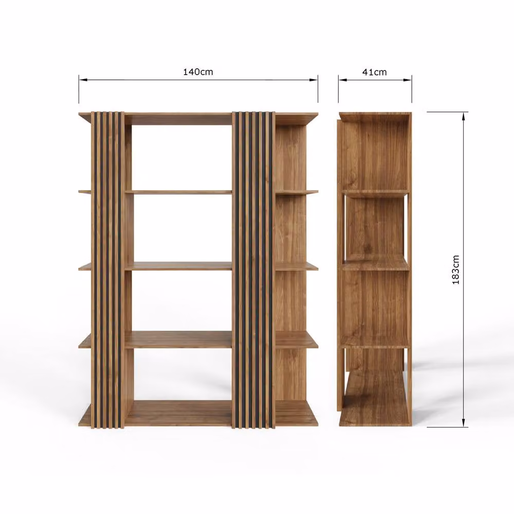 GFW Rowan Wide Wall Mounted Shelving Unit in Light Oak, H: 183.0 cm x W: 140.0 cm – 3