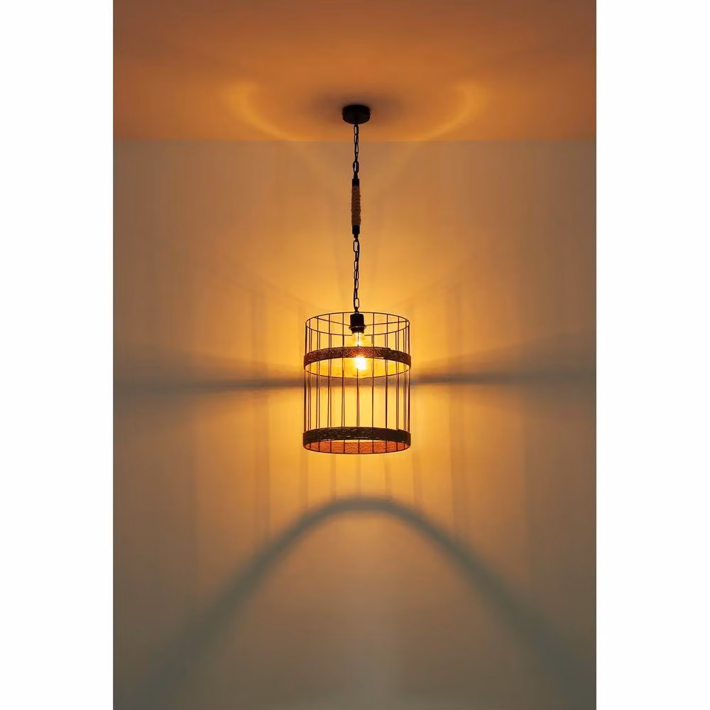 Netlighting Halia Industrial Metal Wire Frame Pendant Ceiling Light, Black, Diameter: 35 cm, 1x E27 – 3