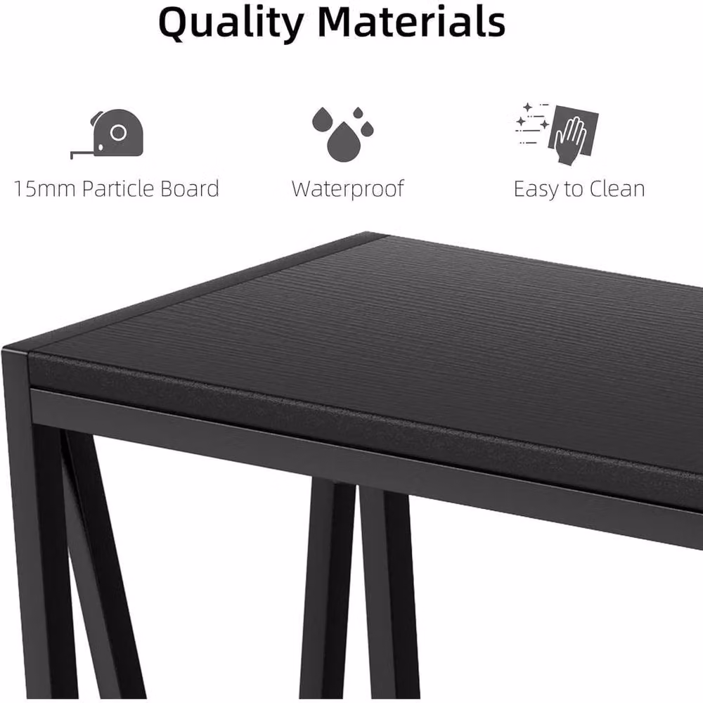 VOGREX 2-Tier Narrow Console Side Table in Black – 3