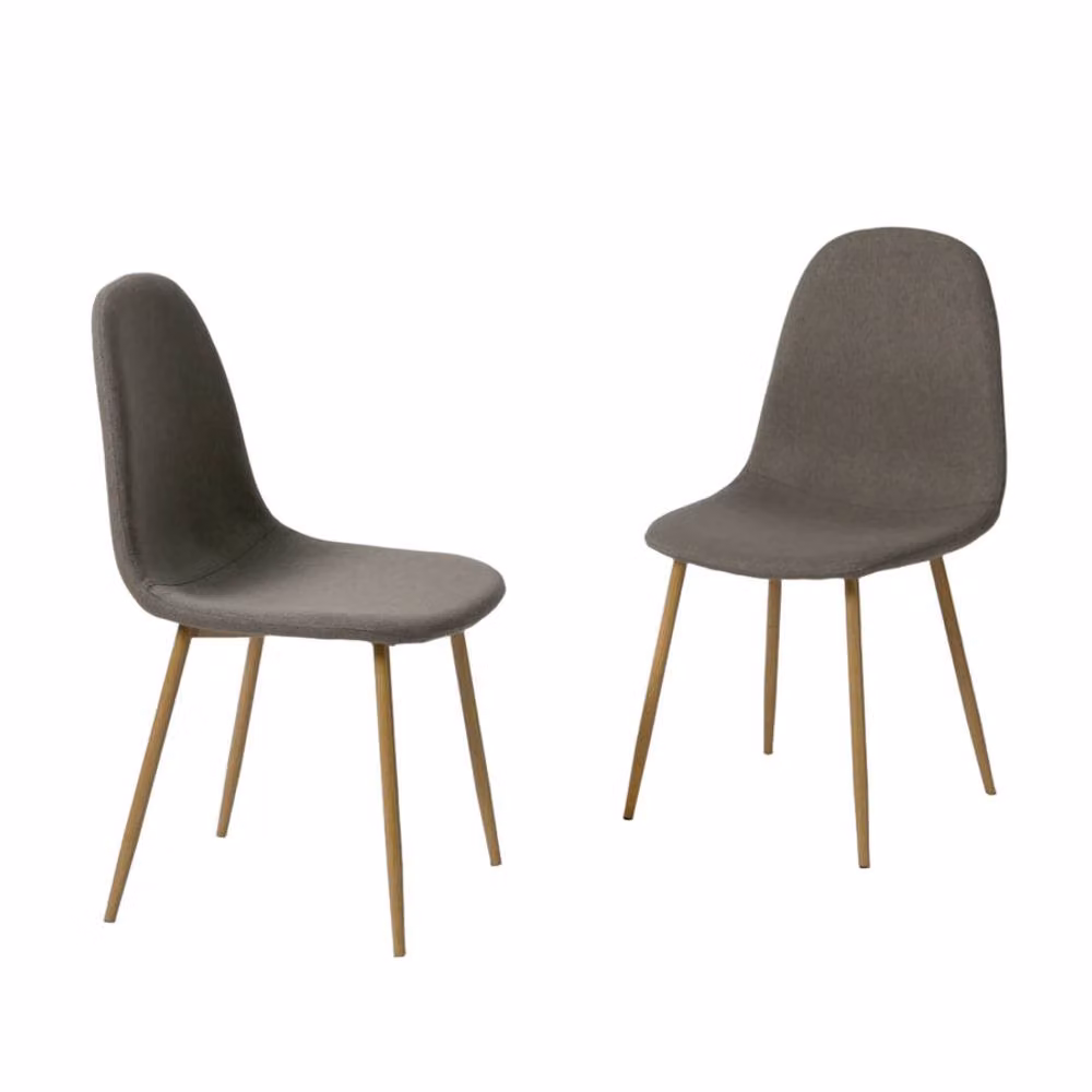 Home Garden Direct NYX Round Wood Effect Dining Table and 4 Dark Grey Linen Chairs Set – 2