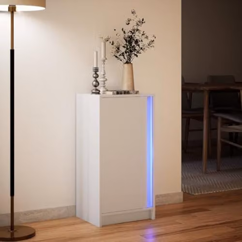 vidaXL Modern White Sideboard with Integrated LED Lighting, W/D/H: 42.5 x 34 x 85 cm – 2