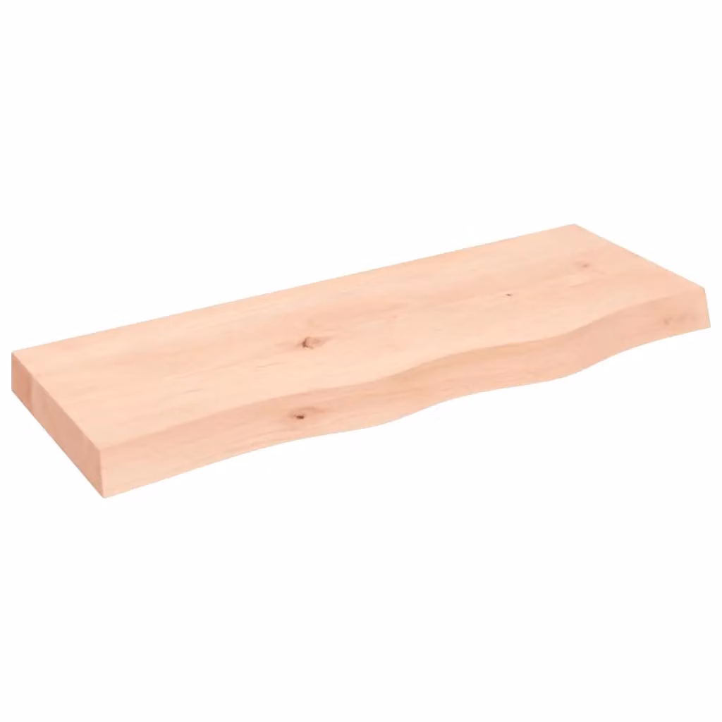 Berkfield Home Brown Untreated Solid Wood Live Edge Bathroom Countertop W: 80 cm, D: 30 cm, H: 2-6 cm