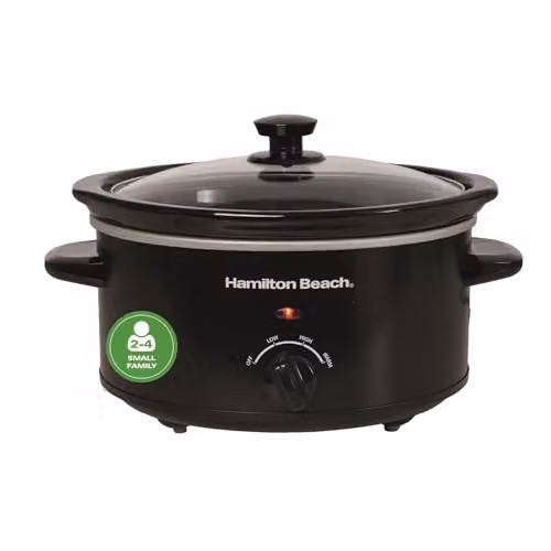 Hamilton Beach Comfort Cook Slow Cooker, 3.5L, Black, 160W with Ceramic Bowl and Keep Warm Function – 1