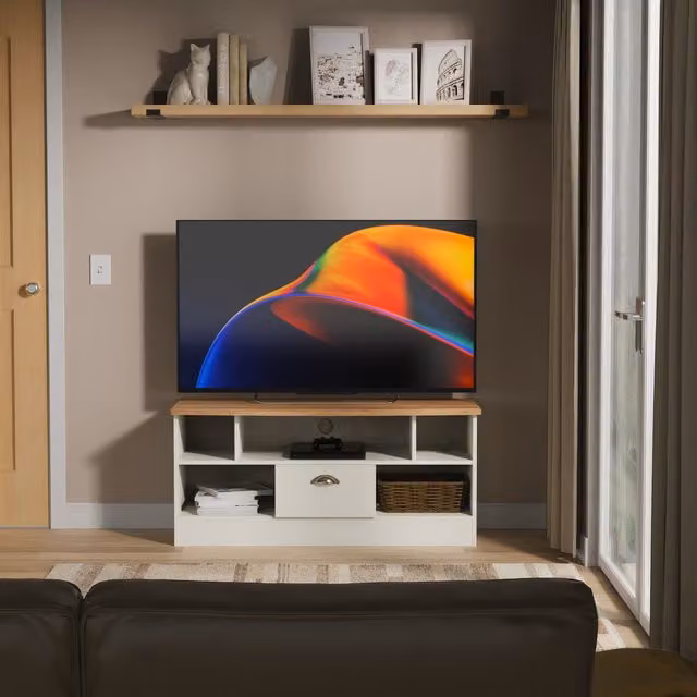Victoria Ready Assembled 1 Drawer TV Media Unit in Cream Ash and Riviera Oak