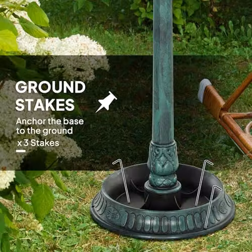 Outsunny 3-in-1 Freestanding Garden Bird Bath and Feeder, Green – 4