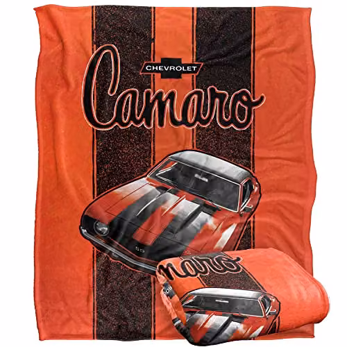Trevco Chevrolet Camaro Stripes White Silky Touch Super Soft Fleece Throw Blanket W/D/H: 152 x 127 cm