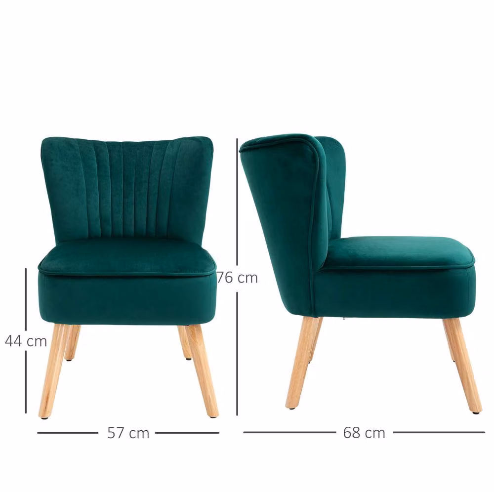 STILVORA Mid-Century Green Velvet Tub Occasional Chair with Solid Rubberwood Frame and Armrests – 2