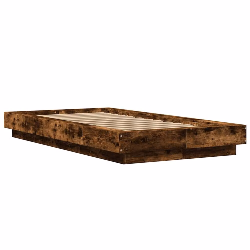 Berkfield Home Smoked Oak Bed Frame in Brown, W/D/H: 100 x 200 x 23 cm – 3