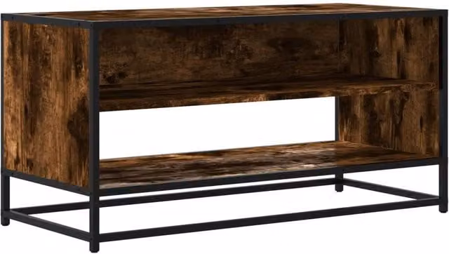 Berkfield Home Industrial TV Cabinet in Smoked Oak and Brown, W/D/H: 91 x 40 x 46 cm