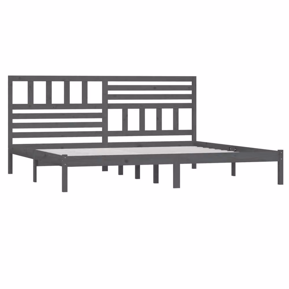 Berkfield Home Grey Solid Wood Pine Bed Frame W/D/H: 200 x 200 cm – 3