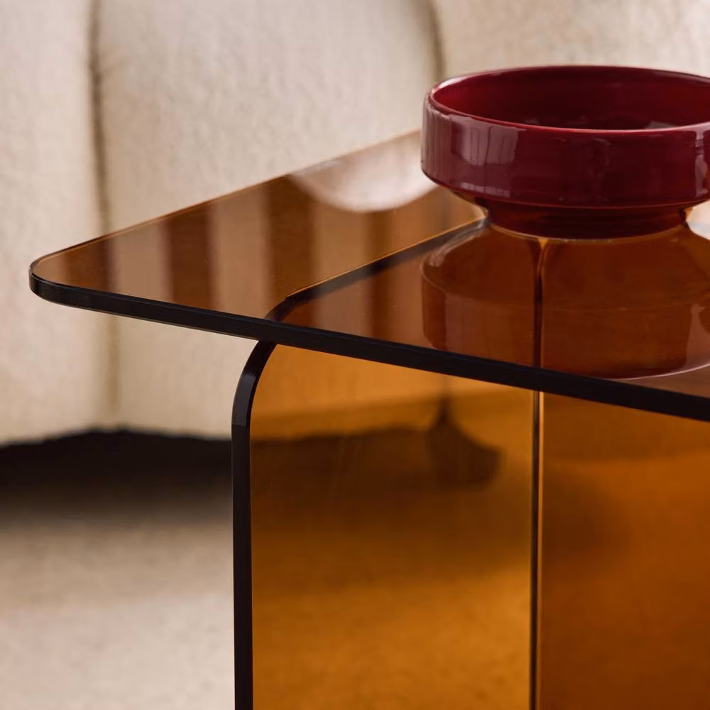 sweeek Square Tempered Glass Coffee Table in Amber – 4