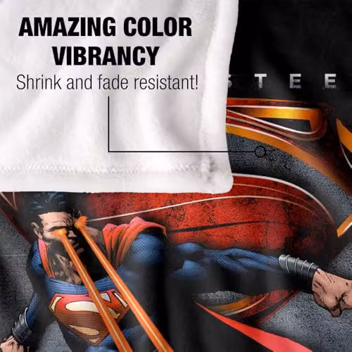 Warner Bros. Superman Man of Steel Symbolic Super Soft Fleece Throw Blanket, Multicolour, W: 91.44 cm x L: 147 cm – 3