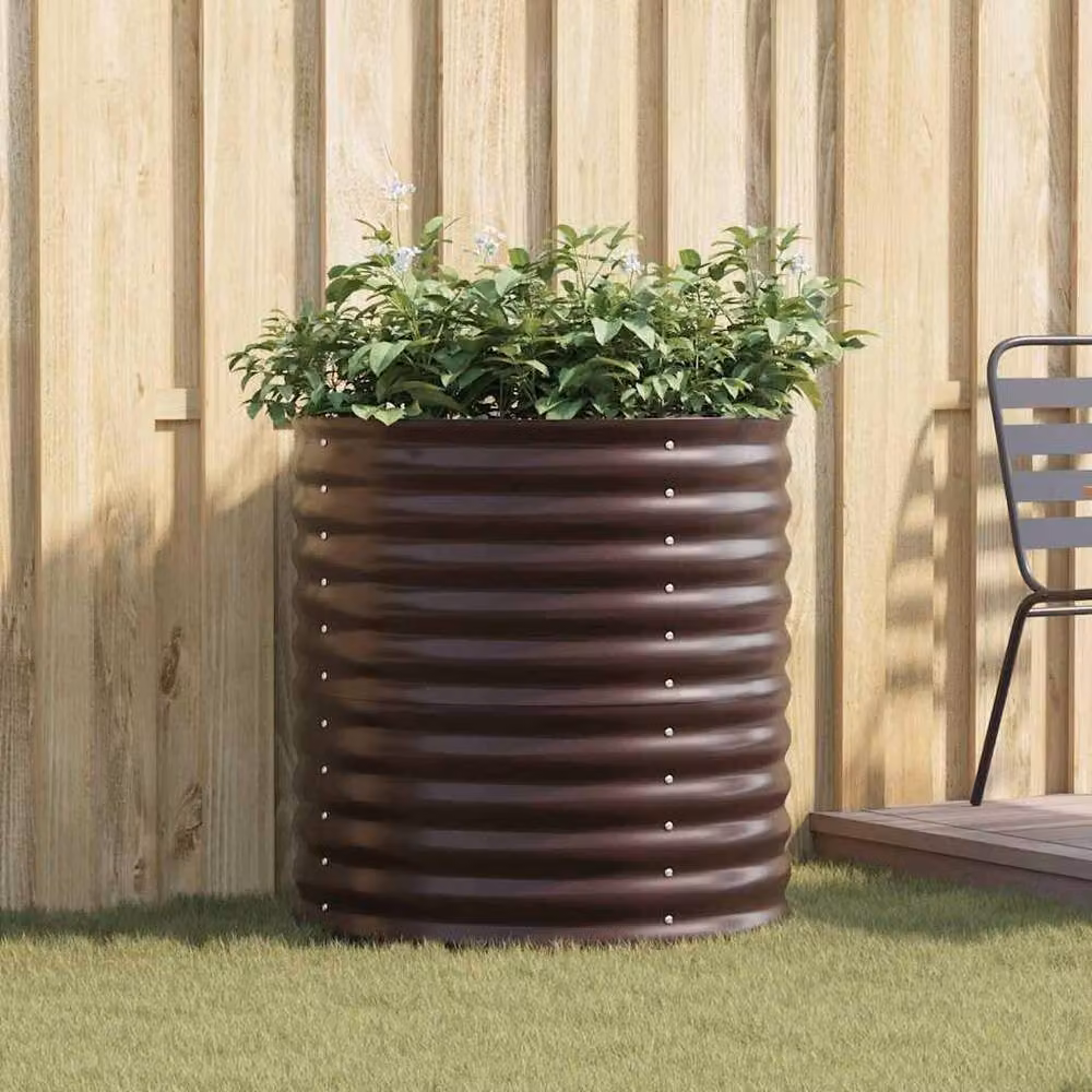Berkfield Home Garden Brown Galvanised Steel Raised Bed W/D/H: 80 x 80 x 81 cm – 2