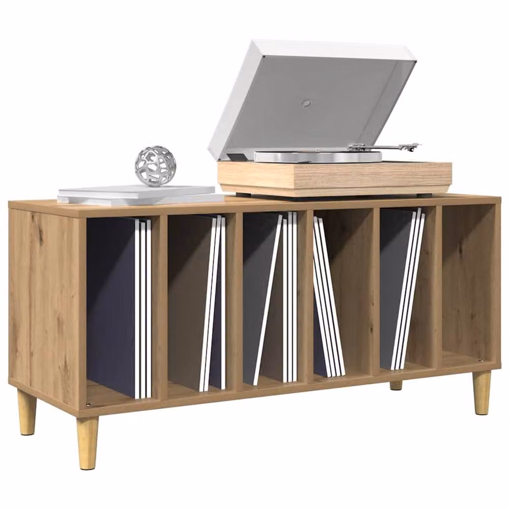 Berkfield Home Artisan Oak Record Cabinet in Brown, W/D/H: 100 x 38 x 48 cm – 2