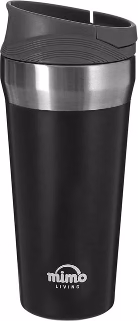 Orsina Double Walled Insulated Travel Mug with Lid, Stainless Steel and Plastic, Grey, Black and Silver, 380 ml – 1