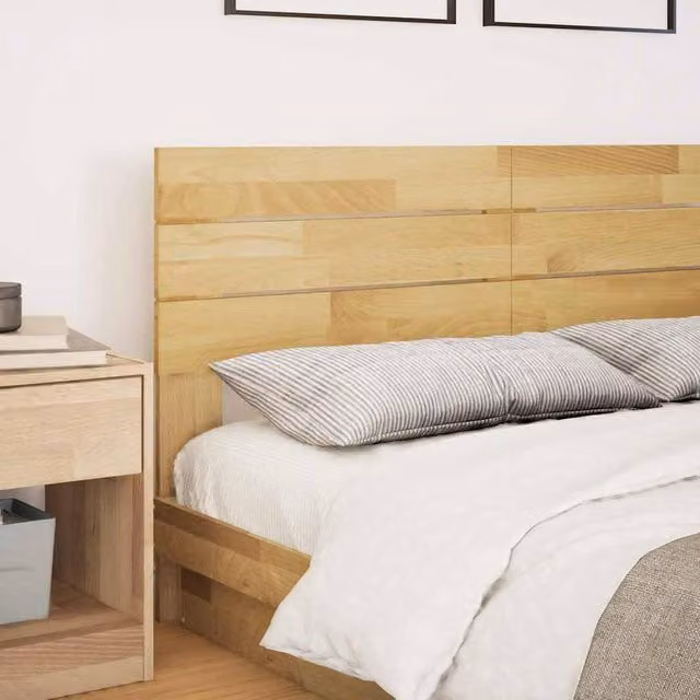 Berkfield Home Solid Oak Headboard in Brown, Width: 140 cm