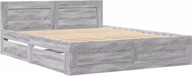 Berkfield Home Durable Bed Frame with Headboard and Drawers in Grey Sonoma, W/D/H: 160 x 200 x 69 cm – 1
