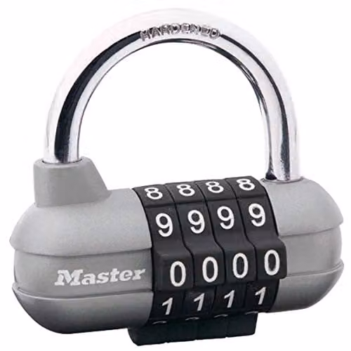 Master Lock Pro Sport 4-Digit Combination Steel Padlock, Silver and Grey, W/D/H: 5.9 x 6.4 x 2.6 cm – 1