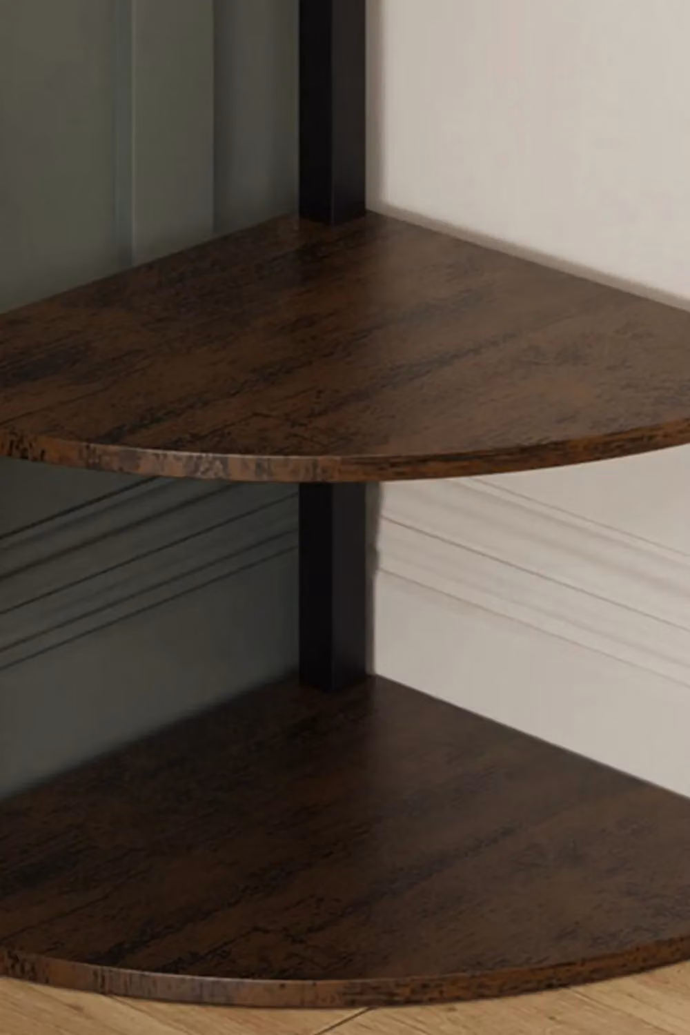 FWStyle Modern 3 Tier Corner Shelving Unit in Walnut Effect and Black Metal – 2