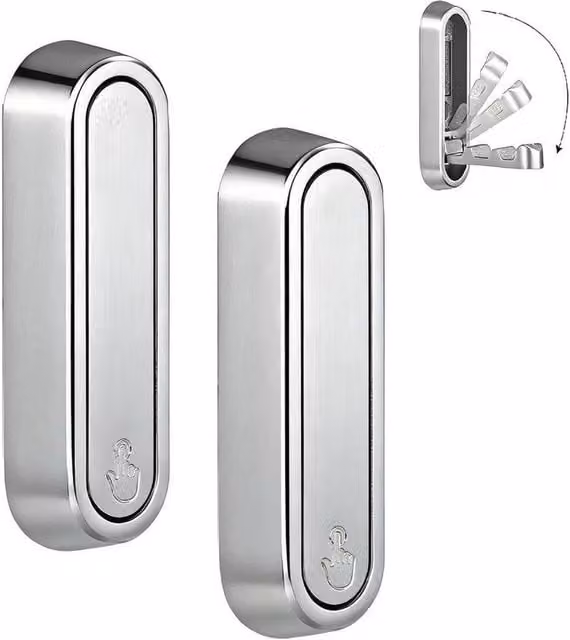 FLAVORA Silver Metal Folding Wall Mounted Clothes Hanger Set of 2, Width: 50 cm