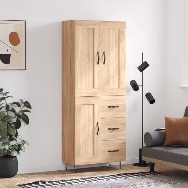 Berkfield Home Sonoma Oak Highboard in Brown, W/D/H: 69.5 x 34 x 180 cm – 1