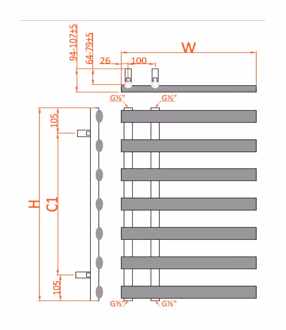Bathroom Kingdom Grace Brushed Brass Designer Heated Towel Rail, Gold, W: 50.0 cm, H: 78.0 cm – 2