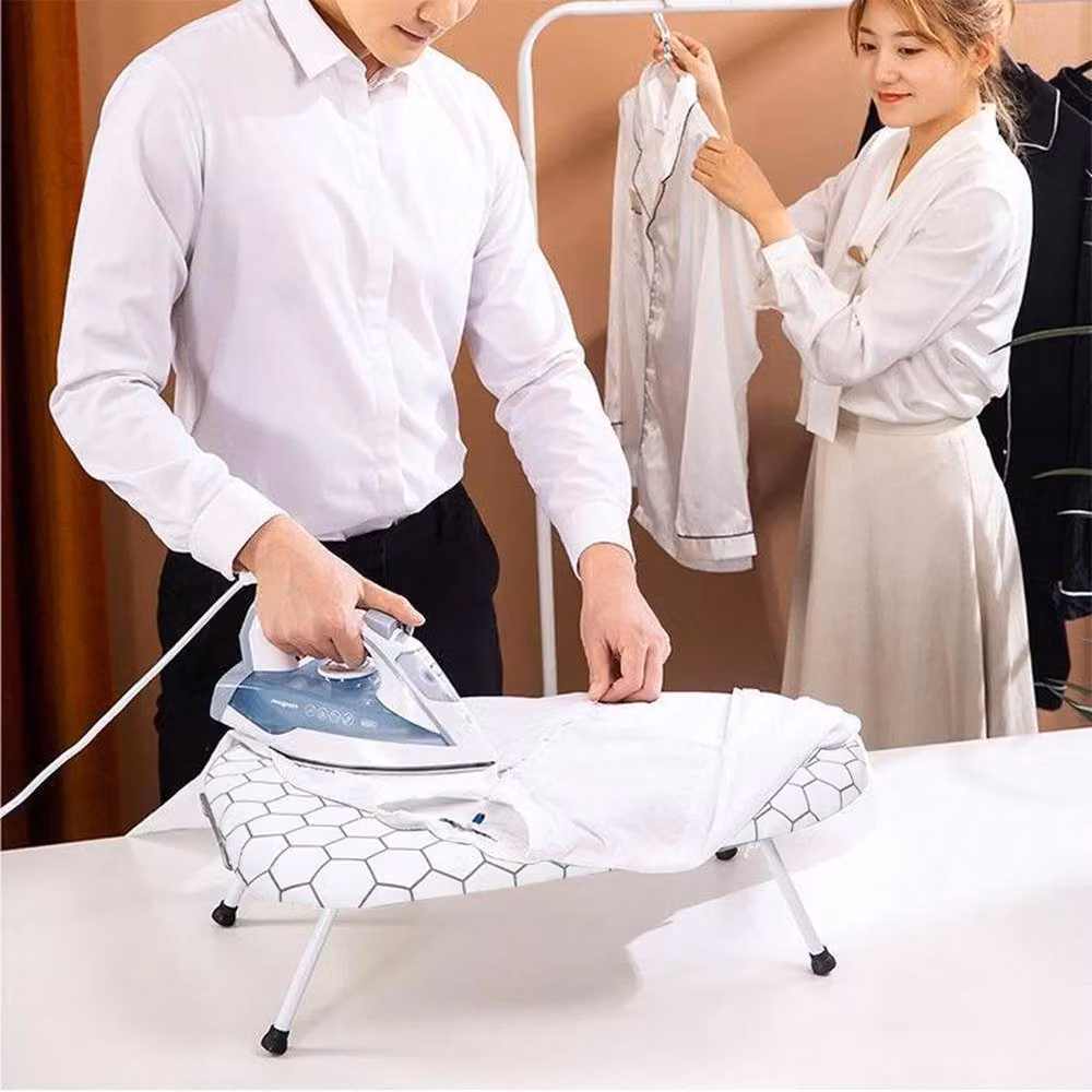 SPETLEK Foldable and Space Saving Tabletop Ironing Board in White, W: 80 cm, D: 30 cm – 4