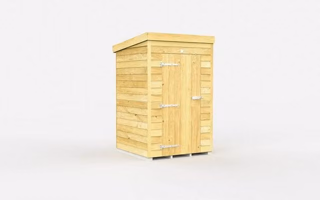 Buttercup Farm Brown Pent Shed with Single Door and No Windows, W/D/H: 127 x 118 x 201 cm