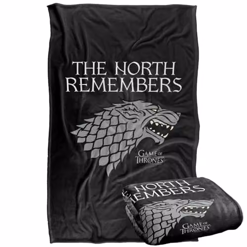 LOGOVISION Game of Thrones The North Remembers Stark Super Soft Fleece Throw Blanket, Multicolour, W: 91.44 cm x D: 147 cm