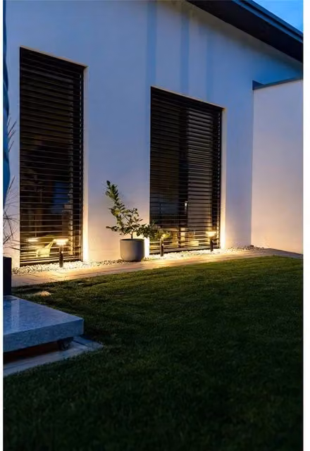 Osram Endura Style Solar LED Outdoor Light in Black and Stainless Steel with Motion and Dusk Sensors, 6W, 400lm, IP44
