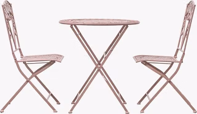 Perch & Parrow Bellini Outdoor Bistro Set in Pink Powder Coated Steel