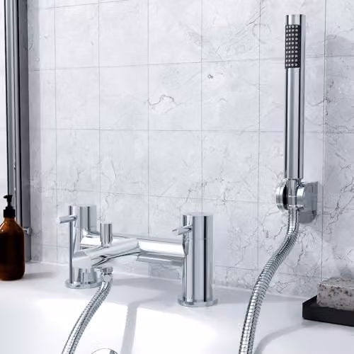Nes Home Chrome Brass Bath and Shower Mixer Tap with Single Lever Control
