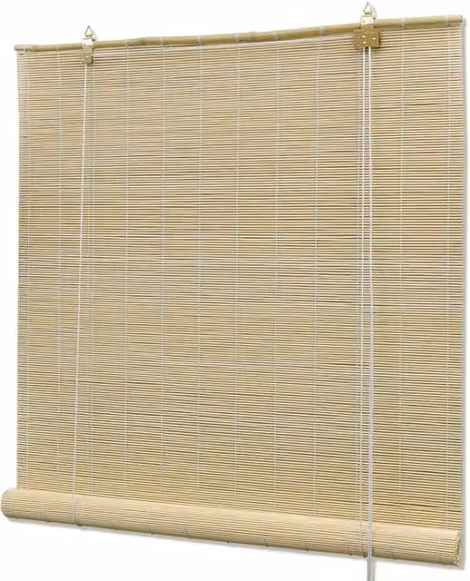 Berkfield Home Natural Bamboo Roller Blinds, Beige, W: 120 cm, H: 220 cm – 1