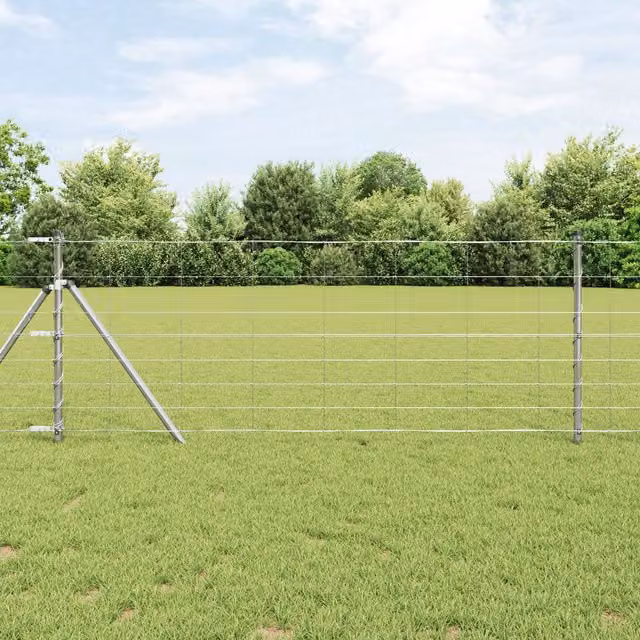 Berkfield Home Field Fence Galvanised Steel in Silver, W: 0.8 m, L: 25 m – 1